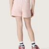 Pantaloncini da bambine “Star” in cotone rosa con toppa e logo
