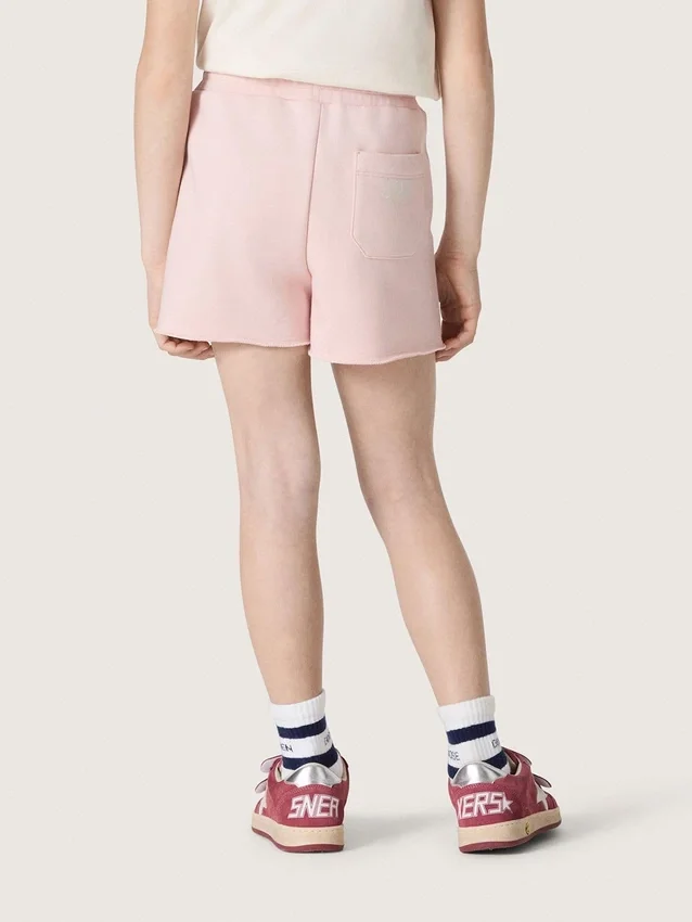 Pantaloncini da bambine “Star” in cotone rosa con toppa e logo