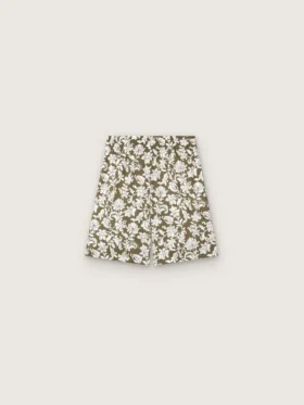 Pantaloncini da bambino Journey in tela di cotone con stampa floreale verde e bianca