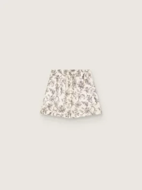 Pantaloncini da donna in popeline di cotone bianco e nero con stampa floreale