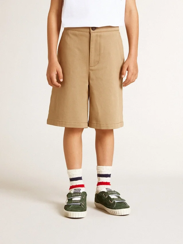 Pantaloncini per bambini in cotone beige