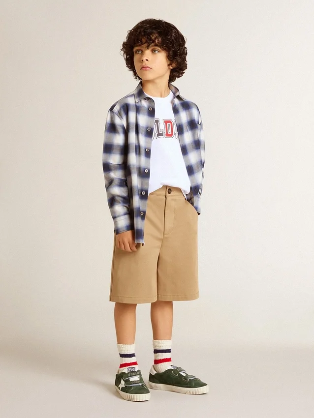 Pantaloncini per bambini in cotone beige