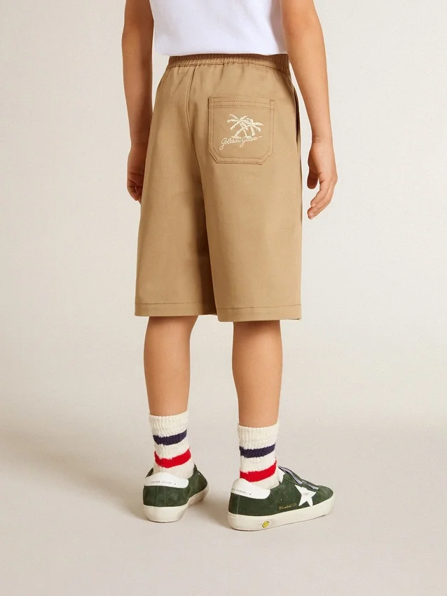 Pantaloncini per bambini in cotone beige
