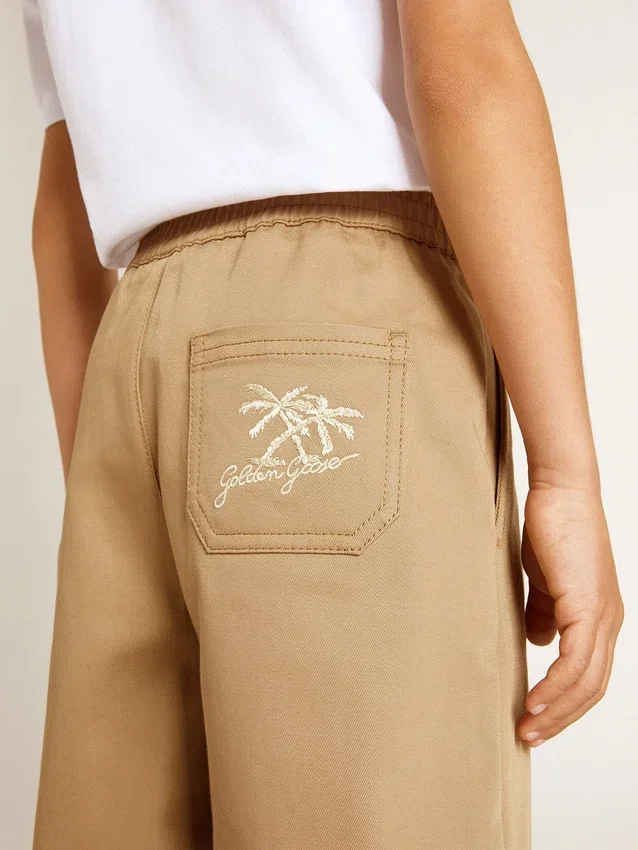 Pantaloncini per bambini in cotone beige
