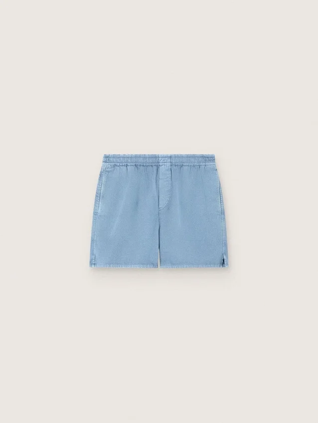 Pantaloncini unisex in twill di cotone azzurro