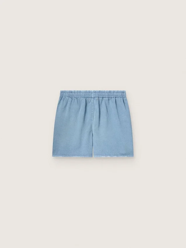 Pantaloncini unisex in twill di cotone azzurro