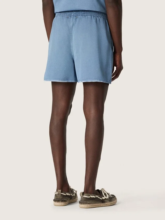 Pantaloncini unisex in twill di cotone azzurro
