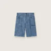 Pantaloncini unisex Journey in chambray di cotone azzurro con logo ricamato