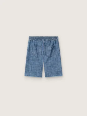 Pantaloncini unisex Journey in chambray di cotone azzurro con logo ricamato