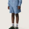 Pantaloncini unisex Journey in chambray di cotone azzurro con logo ricamato