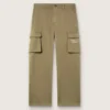 Pantaloni cargo da bambino Journey in gabardina di cotone verde militare con stampa