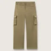 Pantaloni cargo da bambino Journey in gabardina di cotone verde militare con stampa