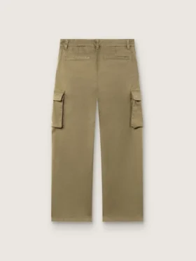 Pantaloni cargo da bambino Journey in gabardina di cotone verde militare con stampa