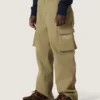 Pantaloni cargo da bambino Journey in gabardina di cotone verde militare con stampa
