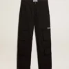 Pantaloni cargo in nylon ripstop di colore nero