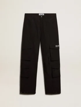Pantaloni cargo in nylon ripstop di colore nero