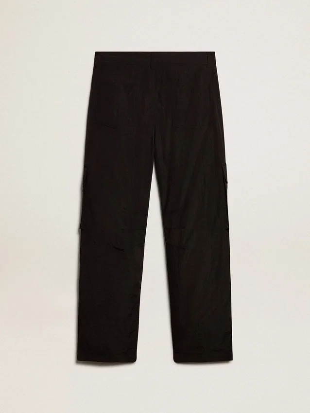 Pantaloni cargo in nylon ripstop di colore nero