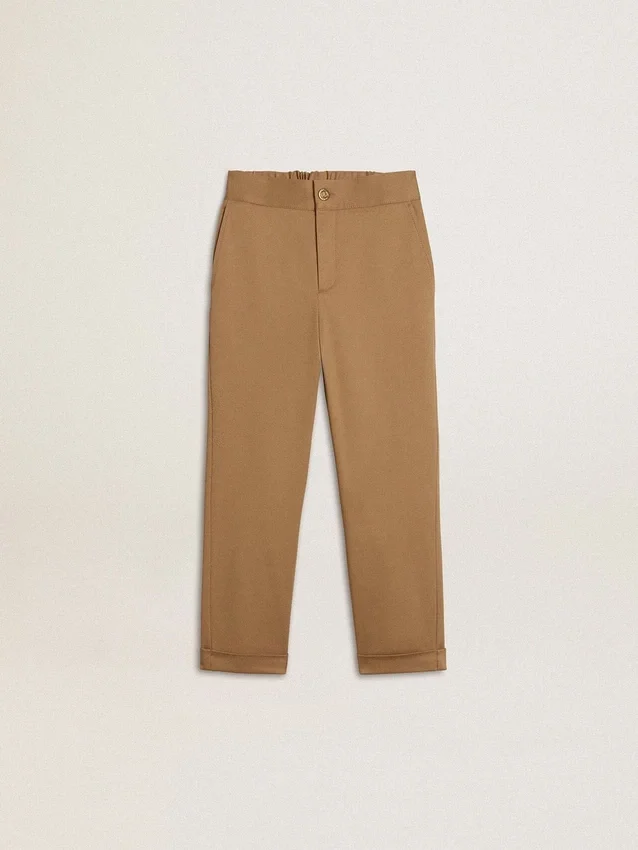 Pantaloni chino da bambino in cotone color tabacco