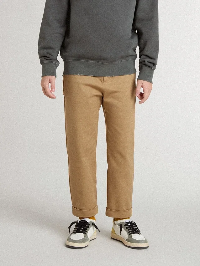 Pantaloni chino da bambino in cotone color tabacco