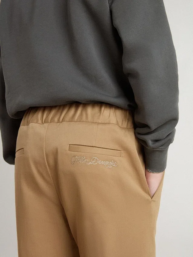 Pantaloni chino da bambino in cotone color tabacco