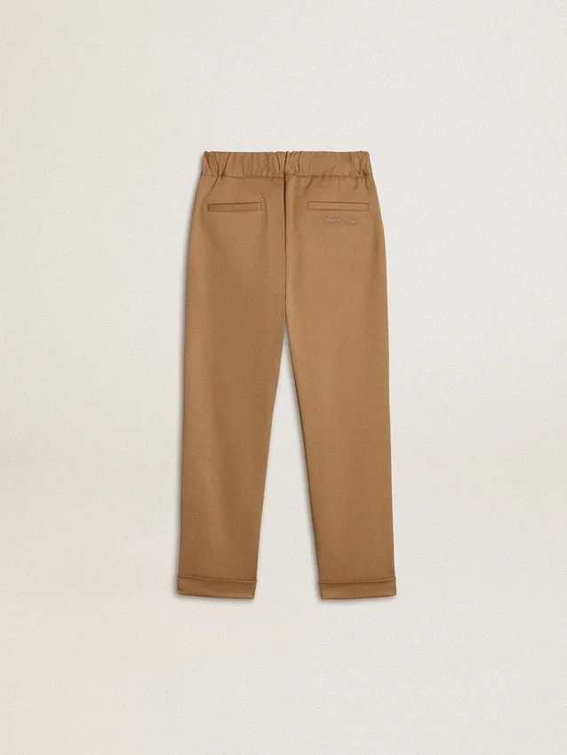 Pantaloni chino da bambino in cotone color tabacco