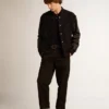 Pantaloni chino da uomo in cotone nero