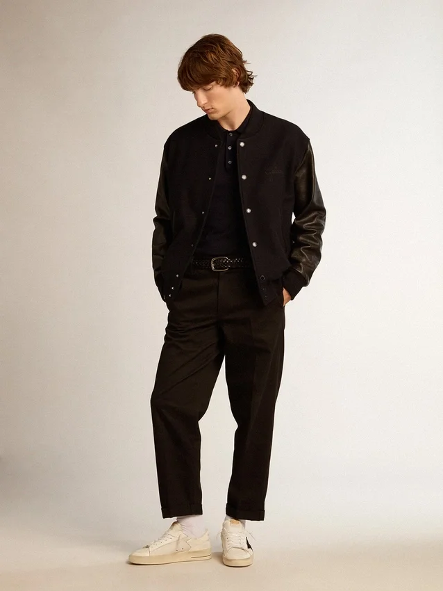 Pantaloni chino da uomo in cotone nero