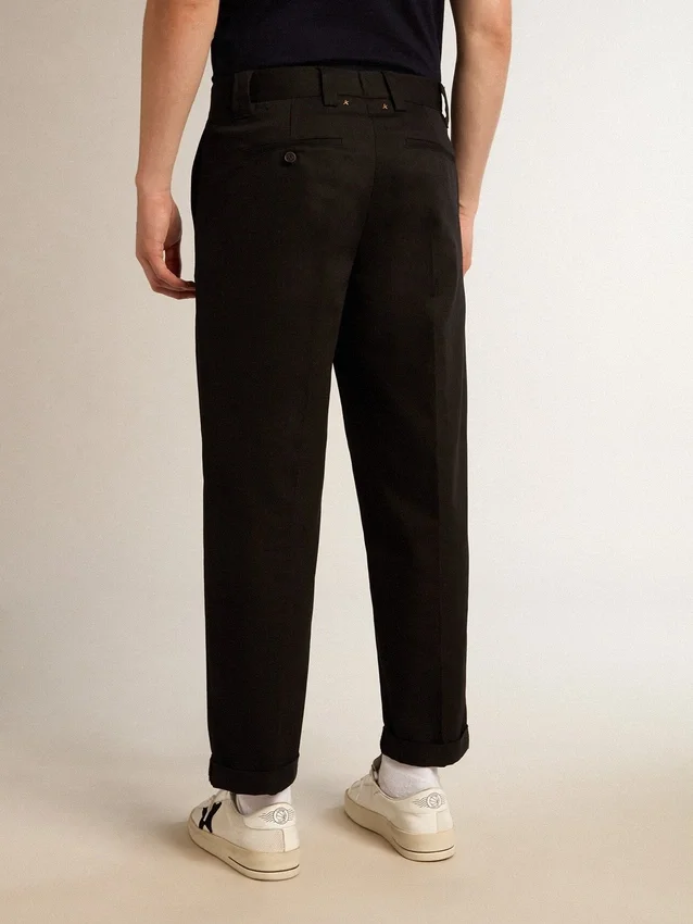 Pantaloni chino da uomo in cotone nero