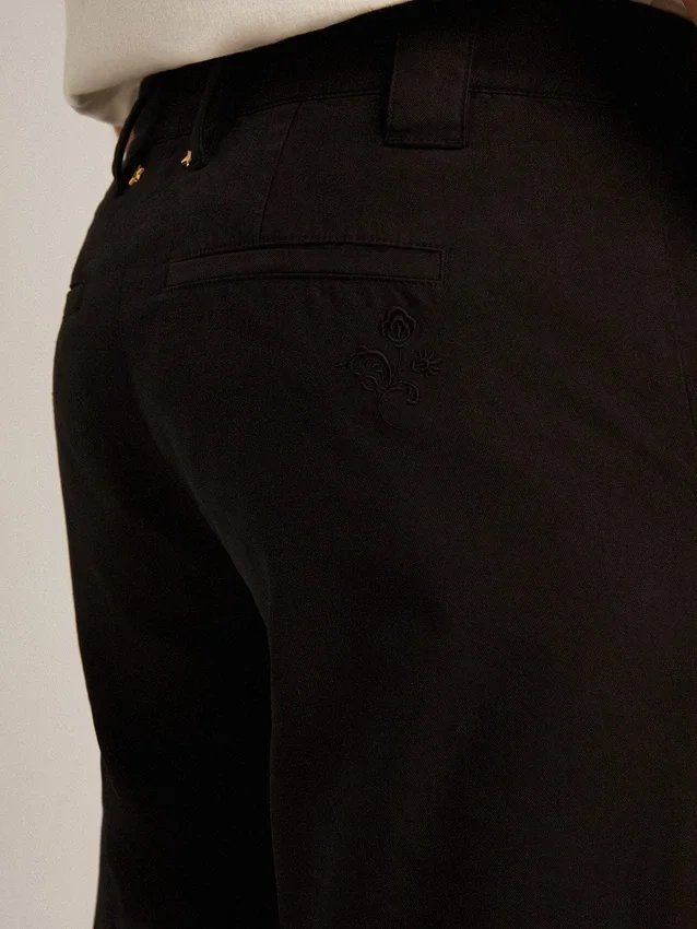 Pantaloni chino da uomo in cotone nero
