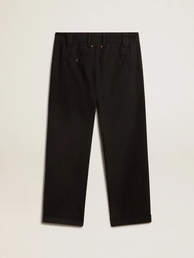 Pantaloni chino da uomo in cotone nero