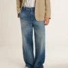 Pantaloni chino da uomo in denim con dettagli consumati