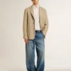 Pantaloni chino da uomo in denim con dettagli consumati