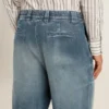 Pantaloni chino da uomo in denim con dettagli consumati
