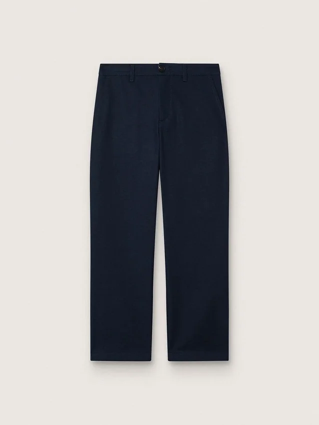 Pantaloni chino unisex Journey in tela di cotone blu con logo ricamato