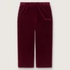 Pantaloni da bambina color bordeaux effetto velluto con tasca posteriore