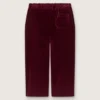 Pantaloni da bambina color bordeaux effetto velluto con tasca posteriore