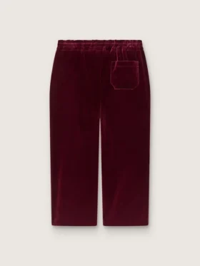 Pantaloni da bambina color bordeaux effetto velluto con tasca posteriore