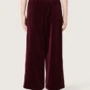 Pantaloni da bambina color bordeaux effetto velluto con tasca posteriore