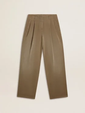 Pantaloni da donna in cotone color kaki