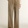 Pantaloni da donna in cotone color kaki