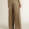 Pantaloni da donna in cotone color kaki