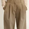Pantaloni da donna in cotone color kaki