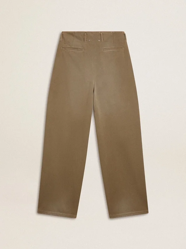 Pantaloni da donna in cotone color kaki