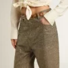 Pantaloni da donna in cotone color kaki con effetto Swarovski sfumato
