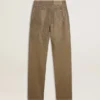Pantaloni da donna in cotone color kaki con effetto Swarovski sfumato