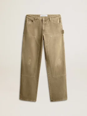 Pantaloni da donna in cotone con effetto consumato
