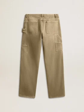 Pantaloni da donna in cotone con effetto consumato