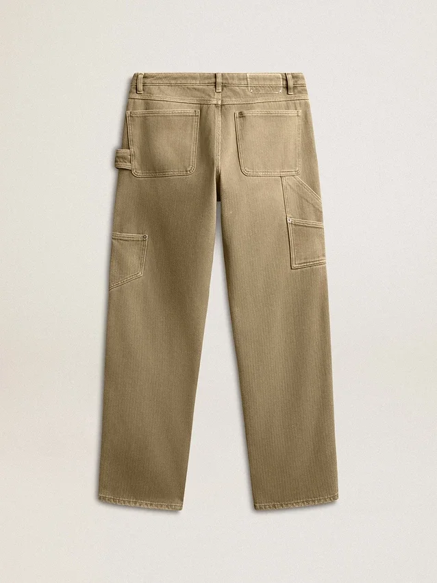 Pantaloni da donna in cotone con effetto consumato