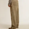 Pantaloni da donna in cotone con effetto consumato