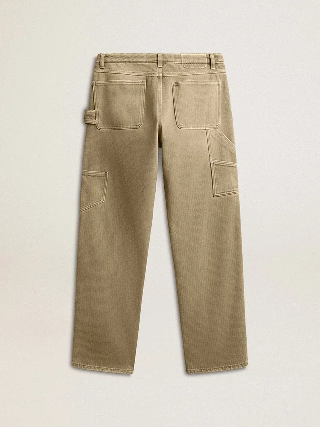 Pantaloni da donna in cotone con effetto consumato